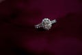 Diamond Engagement Ring on Red Royalty Free Stock Photo