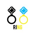 Diamond engagement ring vector icon. Royalty Free Stock Photo