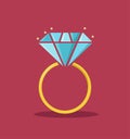 Diamond engagement ring vector illustration Royalty Free Stock Photo