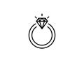 Diamond engagement ring or wedding ring line art vector icon for websites Royalty Free Stock Photo