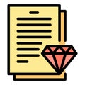 Diamond expert paper icon color outline vector