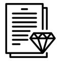 Diamond expert paper icon, outline style