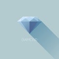 Diamond. Flat vector design with long shadow