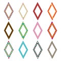 Diamond frame icon. Geometric color shape. Bold triangle border. Vector mosaic set. Royalty Free Stock Photo