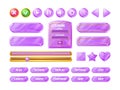 Diamond game ui buttons, pink crystal elements
