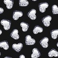 Diamond Gem Hearts Seamless Pattern