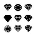 Diamond gem icon. Vector crystal value outline stone brilliant, luxury flat icon set Royalty Free Stock Photo