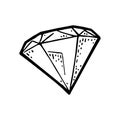 Diamond gem stone. Vintage black vector engraving illustration