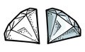 Diamond gem stone. Vintage color vector engraving illustration