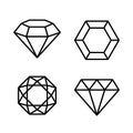 Diamond Gems Icons Set on White Background. Vector Royalty Free Stock Photo