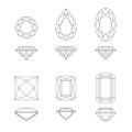 Diamond and gemstone shapes. Royalty Free Stock Photo