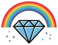 Diamond Gemstone Under Rainbow Illustration Art Decorative Design Element Royalty Free Stock Photo