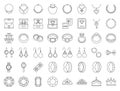 Diamond, gemstones and jewelry related, thin line icon set