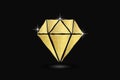 Diamond in gold with bling bling logo image vector isolated on black background