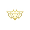 Diamond golden bat wings line simple logo
