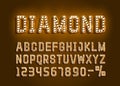 Diamond Golden font alphabet, number sign. Vector