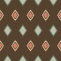 Diamond Green and Pink on Brown. Geometric ethnic oriental pattern traditional Design for background,carpet,wallpaper,clothing, Royalty Free Stock Photo