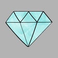 Diamond hand drawn gem with light blue watercolor Royalty Free Stock Photo