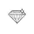 Diamond hand drawn outline doodle icon.