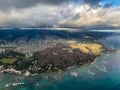 Diamond Head and Honolulu from above Royalty Free Stock Photo