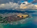 Diamond Head and Honolulu from above Royalty Free Stock Photo
