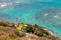 Diamond Head Lighthouse on the coast of Oahu, Hawaii, facing the Pacific Ocean Royalty Free Stock Photo