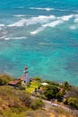 Diamond Head Lighthouse on the coast of Oahu, Hawaii, facing the Pacific Ocean Royalty Free Stock Photo