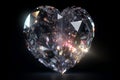 Diamond heart on black background. 3d rendering 3d illustration. Royalty Free Stock Photo