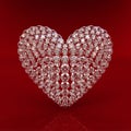 Diamond heart on red background