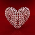 Diamond heart on red background Royalty Free Stock Photo