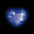 Diamond heart shape on a black background, vector format