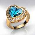 diamond heart shaped with gold ring Royalty Free Stock Photo