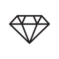 Diamond icon, black isolated on white background, vector illustration.