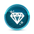 Diamond icon elegant glass blue round button vector design illustration Royalty Free Stock Photo