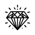 Diamond icon. Diamond linear symbol. Black diamond silhouette isolated on white Royalty Free Stock Photo