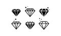 Diamond icon set. Abstract jewelry gemstones, crystals. Jewelry logo design. Vector on isolated white background. EPS 10