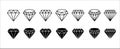 Diamond icon set. Diamond vector icons symbol design. Assorted diamond in flat line simple style illustration Royalty Free Stock Photo