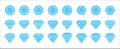Diamond icon set. Diamond vector icons symbol design collection. Assorted diamond in blue flat line simple style illustration. Royalty Free Stock Photo