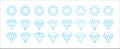 Diamond icon set. Diamond vector icons symbol design collection. Assorted diamond in blue flat outlined simple style illustration Royalty Free Stock Photo