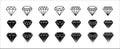 Diamond icon set. Diamond vector icons symbol design collection. Assorted diamond in flat line simple style illustration Royalty Free Stock Photo