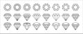 Diamond icon set. Diamond vector icons symbol design collection. Assorted diamond in flat line simple style illustration. Side and Royalty Free Stock Photo