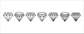 Diamond icon set. Diamond vector icons symbol design. Diamond in flat line style illustration Royalty Free Stock Photo