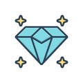 Color illustration icon for diamond, ornament and accuracy