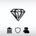 Diamond icon, vector illustration. Flat design style