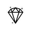Diamond icon. Vector Illustration. Shiny crystal sign. Brilliant stone. Black stroke isolated on white background. Fashion modern Royalty Free Stock Photo