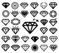 Diamond icons set. Royalty Free Stock Photo