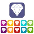 Diamond icons set Royalty Free Stock Photo