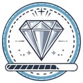 Diamond illustration with loading bar icon in a circle, vector art Royalty Free Stock Photo