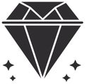 Diamond illustration with sparkles, gem symbol, cut jewelry icon, design element Royalty Free Stock Photo