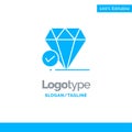 Diamond, Jewel, Big Think, Chalk Blue Solid Logo Template. Place for Tagline Royalty Free Stock Photo